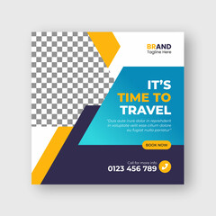 Travel social media post & instagram banner template or tour holiday vacation 