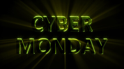 bright lighting text for cyber monday give-away, isolated - object 3D illustration
