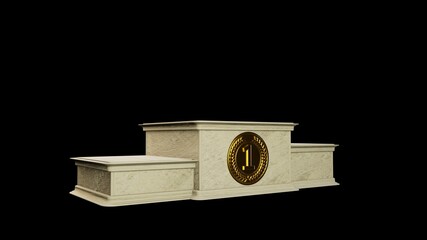 stone winners award pedestal on black backdrop, isolated - object 3D illustration