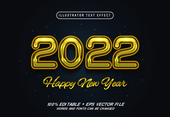 Happy new year 2022 3d text style effect