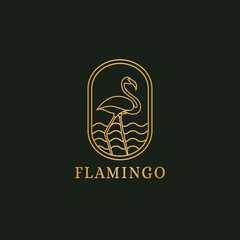 Luxury Flamingo bird simple logo design