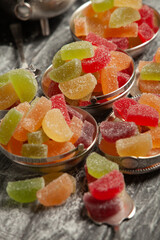 Colored many Marmalade sweets or Jelly candies.
