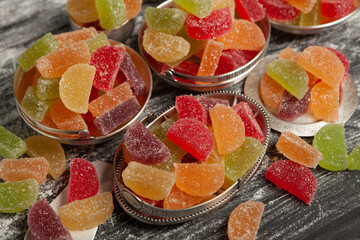 Naklejka na ściany i meble Colored many Marmalade sweets or Jelly candies. 
