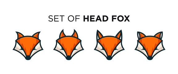 Set of head fox logo design