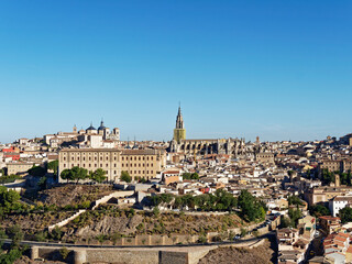 Fototapeta na wymiar The scenery of Toledo city in Spain with the old and historic buildings which is the UNESCO World Heritage Site.