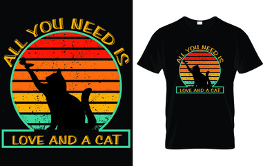 All you need is love and cat t shirt sunset vintage t shirt 