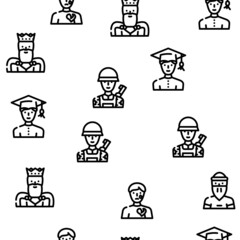 Male Business And Expression Vector Seamless Pattern Thin Line Illustration