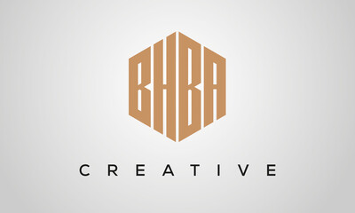 letters BHBA creative polygon hexagon logo victor template