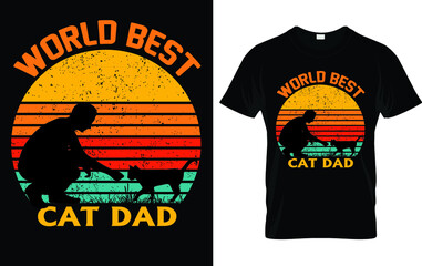 Mens World Best Cat Dad Ever Funny Cat Dad Father Retro sunset t shirt
