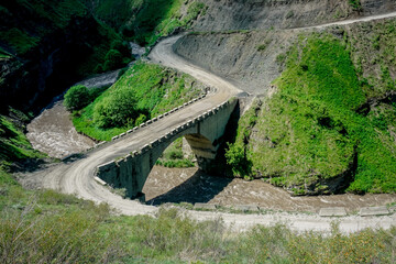 Bridge over the river in the mountains of Dagestan