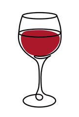 Drawing line wineglass on the white background