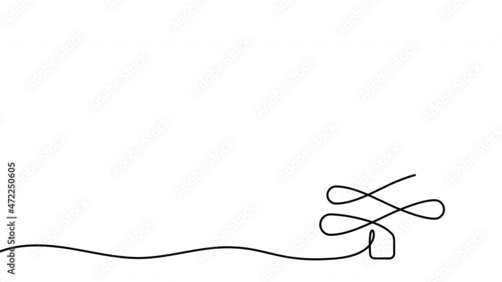 Poster continuous one line drawing of christmas tree. new year and christmas design drawn by one single lin