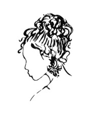 abstract profile of a girl with a beautiful hairstyle