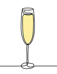 Drawing line wineglass on the white background