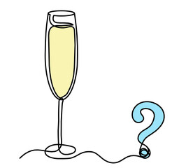 Drawing line wineglass on the white background