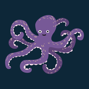 Octopus in flat style. Isolated vector.