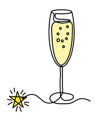 Drawing line wineglass on the white background