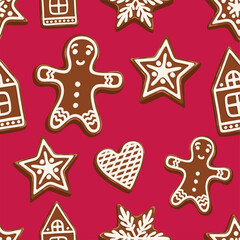 Fototapeta na wymiar gingerbread seamless pattern.Texture for fabric, wrapping, wallpaper