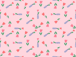 seamless floral pattern on pink background