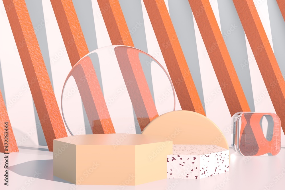 Poster 3d abstract background, mock up scene geometry shape podium for product display.
