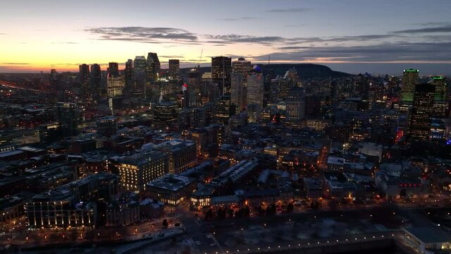 Downtown view of Montreal city in the night