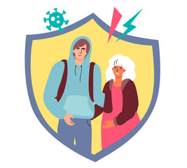 Protection of the risk group - detailed vector flat design style illustration