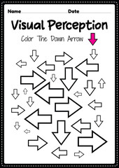 Visual perceptual activities skills of occupation therapy arrow recognition for preschool and kindergarten kids that helps develop eyes and brain activities.