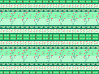 seamless floral pattern on green background