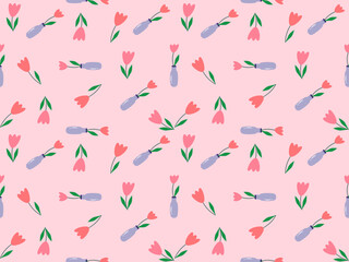 seamless floral pattern on pink background