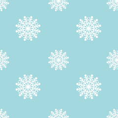 vector blue happy christmas snowflakes allover seamless pattern background
