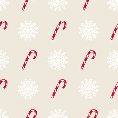 vector ecru candy cane happy christmas allover seamless pattern background