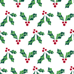 vector white happy christmas misteltoe allover seamless pattern background