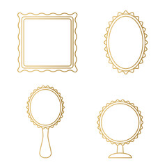 golden elegant mirrors set icon- vector illustration
