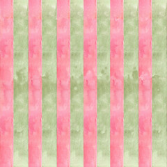 Obraz premium Watercolor pattern of pink and green vertical stripes