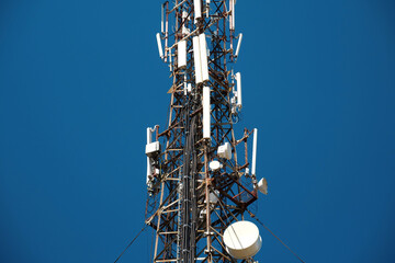 5G Cell tower on blue background