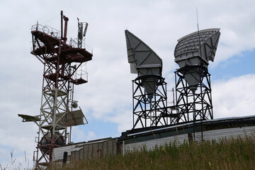 Antennas of meteorological station and television in mountains