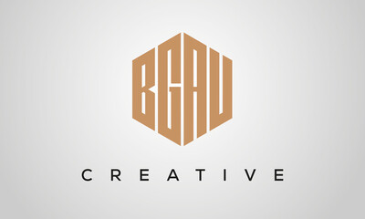 letters BGAU creative polygon hexagon logo victor template