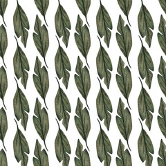 Leaves, simple background. watercolor seamless pattern.