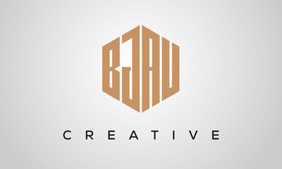 letters BJAU creative polygon hexagon logo victor template