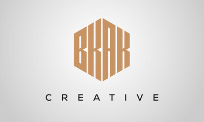 letters BKAK creative polygon hexagon logo victor template