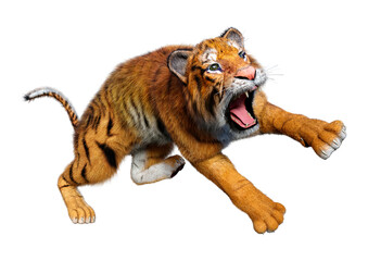Obraz premium 3D Rendering Big Cat Tiger on White