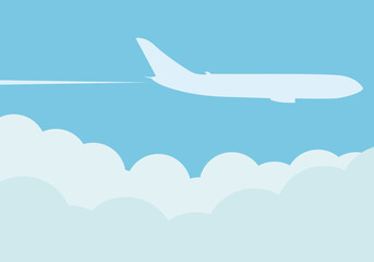 Silueta de avión volando con nubes.