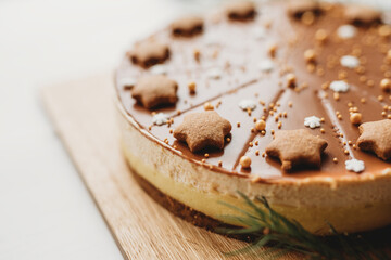 chocolate stars sprinkles christmas food cheesecake 
