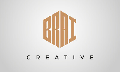 letters BRAI creative polygon hexagon logo victor template