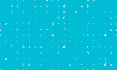 Seamless background pattern of evenly spaced white agender symbols of different sizes and opacity. Vector illustration on cyan background with stars