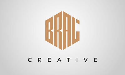 letters BRAL creative polygon hexagon logo victor template