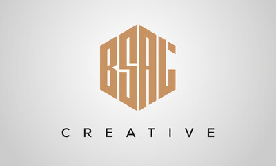 letters BSAL creative polygon hexagon logo victor template	