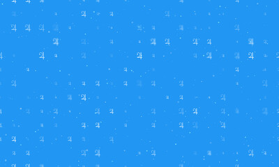 Seamless background pattern of evenly spaced white jupiter astrological symbols of different sizes and opacity. Vector illustration on blue background with stars