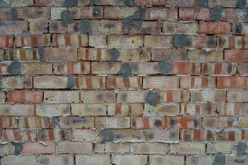 Old brick wall. Red brick wall. Red brick texture