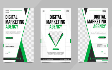 Set of digital marketing agency social media stories template